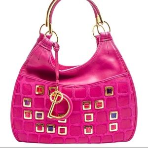 CHRISTIAN DIOR 61 Bejeweled Hobo Bag.(Hot Pink)